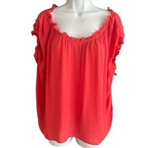 Joie | Coral Red Silk Blouse Sz M EUC